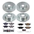 K8174 Front and Rear Brake Disc and Pad Kit, Silver zinc-plated, Cross-drilled and Slotted, 5 Lugs, 279.9 mm, Carbon Fiber Ceramic, Z23 Evolution Sport Series