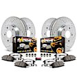 K8204-36 Front and Rear Brake Disc and Pad Kit, Cross-drilled and Slotted, 5 Lugs, 325 mm and 325 mm, Carbon Fiber Ceramic