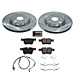 K8208 Rear Brake Disc and Pad Kit, Cross-drilled and Slotted, 5 Lugs, 325 mm, Carbon Fiber Ceramic, Z23 Evolution Sport Series
