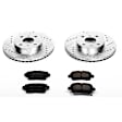 K821 Front Brake Disc and Pad Kit, Silver zinc-plated, Cross-drilled and Slotted, 4 Lugs, 255 mm, Carbon Fiber Ceramic, Z23 Evolution Sport Series