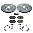 K8221 Rear Brake Disc and Pad Kit, Cross-drilled and Slotted, 5 Lugs, 349.7 mm, Carbon Fiber Ceramic, Z23 Evolution Sport Series