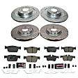 K8226 Front and Rear Brake Disc and Pad Kit, Cross-drilled and Slotted, 5 Lugs, 301.9 mm, Carbon Fiber Ceramic, Z23 Evolution Sport Series