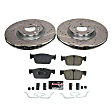 K8227 Front Brake Disc and Pad Kit, Cross-drilled and Slotted, 5 Lugs, 322 mm, Carbon Fiber Ceramic, Z23 Evolution Sport Series