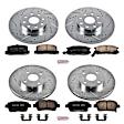 4-Wheel Set Power Stop&reg; K822 Front and Rear Z23 Daily Carbon-Fiber Ceramic Brake Pad and Drilled & Slotted Rotor Kit