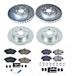 K8262 Front and Rear Brake Disc and Pad Kit, Cross-drilled and Slotted, 5 Lugs, 295 mm, Carbon Fiber Ceramic, Z23 Evolution Sport Series