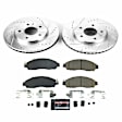 K8275 Front Brake Disc and Pad Kit, Silver zinc-plated, Cross-drilled and Slotted, 5 Lugs, 282.7 mm, Carbon Fiber Ceramic, Z23 Evolution Sport Series
