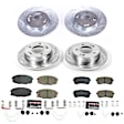K8278 Front and Rear Brake Disc and Pad Kit, Cross-drilled and Slotted, 5 Lugs, 262 mm, Carbon Fiber Ceramic, FWD, Z23 Evolution Sport Series