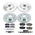 2020 Nissan Rogue - Front and Rear Brake Disc and Pad Kit, Silver zinc-plated, Cross-drilled and Slotted, 5 Lugs, 291.8 mm, Carbon Fiber Ceramic, With Electric Parking Brake, 2.5L 4Cyl, Z23 Evolution Sport Series