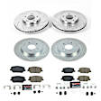 K8308 Front and Rear Brake Disc and Pad Kit, Cross-drilled and Slotted, 5 Lugs, 304.9 mm, Carbon Fiber Ceramic, Z23 Evolution Sport Series