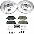 K8318 Front Brake Disc and Pad Kit, Silver zinc-plated, Cross-drilled and Slotted, 5 Lugs, 282 mm, Carbon Fiber Ceramic, Z23 Evolution Sport Series