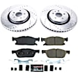 K8321 Front Brake Disc and Pad Kit, Silver zinc-plated, Cross-drilled and Slotted, 5 Lugs, 345 mm, Carbon Fiber Ceramic, Z23 Evolution Sport Series
