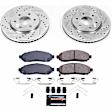 2019 Nissan Frontier - Front Brake Disc and Pad Kit, Silver zinc-plated, Cross-drilled and Slotted, 6 Lugs, 282.7 mm, Carbon Fiber Ceramic, RWD, 2.5L 4Cyl, Z23 Evolution Sport Series
