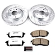 K8327-26 Front Brake Disc and Pad Kit, Silver zinc-plated, Cross-drilled and Slotted, 5 Lugs, 295.8 mm, Carbon Fiber Ceramic, Z26 Street Warrior Carbon-Fiber Ceramic Series