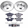 K832 Front Brake Disc and Pad Kit, Silver zinc-plated, Cross-drilled and Slotted, 5 Lugs, 287 mm, Carbon Fiber Ceramic, Z23 Evolution Sport Series