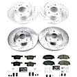 K8343 Front and Rear Brake Disc and Pad Kit, Cross-drilled and Slotted 5 Lugs 259.8 mm Carbon Fiber Ceramic Z23 Evolution Sport Series