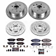 2019 Nissan Frontier - Front and Rear Brake Disc and Pad Kit, Silver zinc-plated, Cross-drilled and Slotted, 6 Lugs, 282.7 mm, Carbon Fiber Ceramic, RWD, 2.5L 4Cyl, Z23 Evolution Sport Series