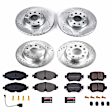 4-Wheel Set Power Stop&reg; K8363 Front and Rear Z23 Daily Carbon-Fiber Ceramic Brake Pad and Drilled & Slotted Rotor Kit