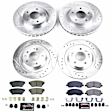 K8397 Front and Rear Brake Disc and Pad Kit, Cross-drilled and Slotted, 5 Lugs, 294 mm, Carbon Fiber Ceramic, Z23 Evolution Sport Series