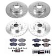 K8439 Front and Rear Brake Disc and Pad Kit, Silver zinc-plated, Cross-drilled and Slotted, 5 Lugs, 295 mm, Carbon Fiber Ceramic, Z23 Evolution Sport Series