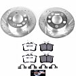 2004 Volkswagen Golf - Rear Brake Disc and Pad Kit, Silver zinc-plated, Cross-drilled and Slotted, 5 Lugs, 232 mm, Carbon Fiber Ceramic, Models with solid rear rotors, 1.8L 4Cyl, Z26 Street Warrior Carbon-Fiber Ceramic Series