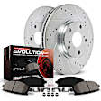 K850 Front Brake Disc and Pad Kit, Silver zinc-plated, Cross-drilled and Slotted, 5 Lugs, 297.7 mm, Carbon Fiber Ceramic, Z23 Evolution Sport Series