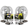 K8520-26 Front and Rear Brake Disc and Pad Kit, Cross-drilled and Slotted, 5 Lugs, 284.8 mm, Carbon Fiber Ceramic, Z26 Street Warrior Carbon-Fiber Ceramic Series
