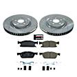 K8542 Front Brake Disc and Pad Kit, Cross-drilled and Slotted, 5 Lugs, 345 mm, Carbon Fiber Ceramic, Z23 Evolution Sport Series
