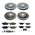K8543 Front and Rear Brake Disc and Pad Kit, Cross-drilled and Slotted, 5 Lugs, 345 mm and 344.9 mm, Carbon Fiber Ceramic, Z23 Evolution Sport Series