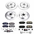K8613 Front and Rear Brake Disc and Pad Kit, Silver zinc-plated, Cross-drilled and Slotted, 5 Lugs, 320 mm, Carbon Fiber Ceramic, Z23 Evolution Sport Series