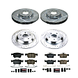 K8644 Front and Rear Brake Disc and Pad Kit, Cross-drilled and Slotted, 5 Lugs, 302 mm, Carbon Fiber Ceramic, Z23 Evolution Sport Series