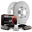 K8655 Rear Brake Disc and Pad Kit, Silver zinc-plated, Cross-drilled and Slotted, 6 Lugs, 298 mm, Carbon Fiber Ceramic, Z23 Evolution Sport Series