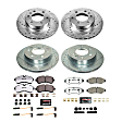 K8660-36 Front and Rear Brake Disc and Pad Kit, Silver zinc-plated, Cross-drilled and Slotted, 6 Lugs, 298 mm, Carbon Fiber Ceramic, Z36 Extreme Truck And Tow