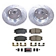 K8663 Front Brake Disc and Pad Kit, Silver zinc-plated, Cross-drilled and Slotted, 5 Lugs, 280 mm, Carbon Fiber Ceramic, Z23 Evolution Sport Series