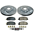 K8673 Front Brake Disc and Pad Kit, Cross-drilled and Slotted, 5 Lugs, 362.9 mm, Carbon Fiber Ceramic, Z23 Evolution Sport Series