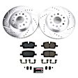 K8683 Rear Brake Disc and Pad Kit, Cross-drilled and Slotted, 6 Lugs, 315 mm, Carbon Fiber Ceramic, Z23 Evolution Sport Series