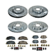 K8693 Front and Rear Brake Disc and Pad Kit, Cross-drilled and Slotted, 5 Lugs, 319.8 mm, Carbon Fiber Ceramic, Z23 Evolution Sport Series