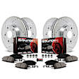 K8693 Front and Rear Brake Disc and Pad Kit, Cross-drilled and Slotted, 5 Lugs, 319.8 mm, Carbon Fiber Ceramic, Z23 Evolution Sport Series