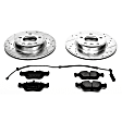 K869 Front Brake Disc and Pad Kit, Silver zinc-plated, Cross-drilled and Slotted, 5 Lugs, 300 mm, Carbon Fiber Ceramic, Z23 Evolution Sport Series