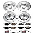 4-Wheel Set Power Stop&reg; K871 Front and Rear Z23 Daily Carbon-Fiber Ceramic Brake Pad and Drilled & Slotted Rotor Kit