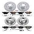 4-Wheel Set Power Stop&reg; K873 Front and Rear Z23 Daily Carbon-Fiber Ceramic Brake Pad and Drilled & Slotted Rotor Kit