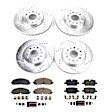 K8794 Front and Rear Brake Disc and Pad Kit, Cross-drilled and Slotted, 6 Lugs, 321.2 mm, Carbon Fiber Ceramic, Z23 Evolution Sport Series