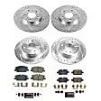 K8799 Front and Rear Brake Disc and Pad Kit, Cross-drilled and Slotted, 5 Lugs, 288.2 mm, Carbon Fiber Ceramic, Z23 Evolution Sport Series