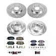 K8800 Front and Rear Brake Disc and Pad Kit, Cross-drilled and Slotted, 5 Lugs, 288.2 mm, Carbon Fiber Ceramic, Z23 Evolution Sport Series