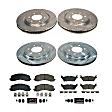 K8803 Front and Rear Brake Disc and Pad Kit, Cross-drilled and Slotted, 6 Lugs, 350 mm, Carbon Fiber Ceramic, Z23 Evolution Sport Series