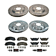 K8804 Front and Rear Brake Disc and Pad Kit, Cross-drilled and Slotted, 6 Lugs, 350 mm, Carbon Fiber Ceramic, Z23 Evolution Sport Series