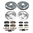 K8808 Front and Rear Brake Disc and Pad Kit, Cross-drilled and Slotted, 5 Lugs, 262.2 mm, Carbon Fiber Ceramic, Z23 Evolution Sport Series