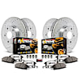 2020 Toyota Highlander - Front and Rear Brake Disc and Pad Kit, Cross-drilled and Slotted, 5 Lugs, 340 mm and 338.2 mm, Carbon Fiber Ceramic, 3.5L 6Cyl, Z36 Extreme Truck And Tow