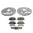 K8829 Front Brake Disc and Pad Kit, Cross-drilled and Slotted, 5 Lugs, 321 mm, Carbon Fiber Ceramic, Z23 Evolution Sport Series