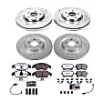 K8883-26 Front and Rear Brake Disc and Pad Kit, Cross-drilled and Slotted, 5 Lugs, 320 mm, Carbon Fiber Ceramic, Z26 Street Warrior Carbon-Fiber Ceramic Series