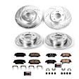 K8890 Front and Rear Brake Disc and Pad Kit, Cross-drilled and Slotted, 5 Lugs, 262 mm, Carbon Fiber Ceramic, Z23 Evolution Sport Series